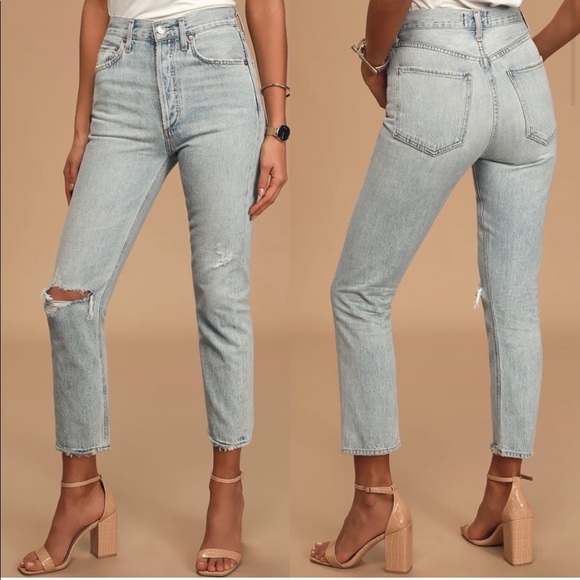 Agolde Denim - AGOLDE Riley Shatter High Rise Straight Crop 25